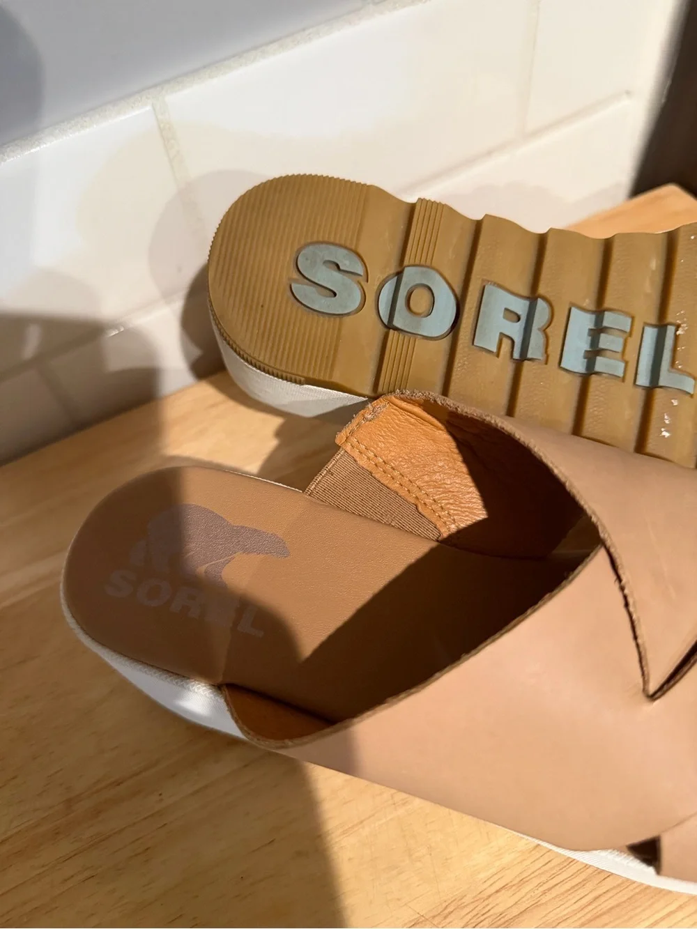 Sorel Cameron Flatform Mule Sandal Leather Size 7.5